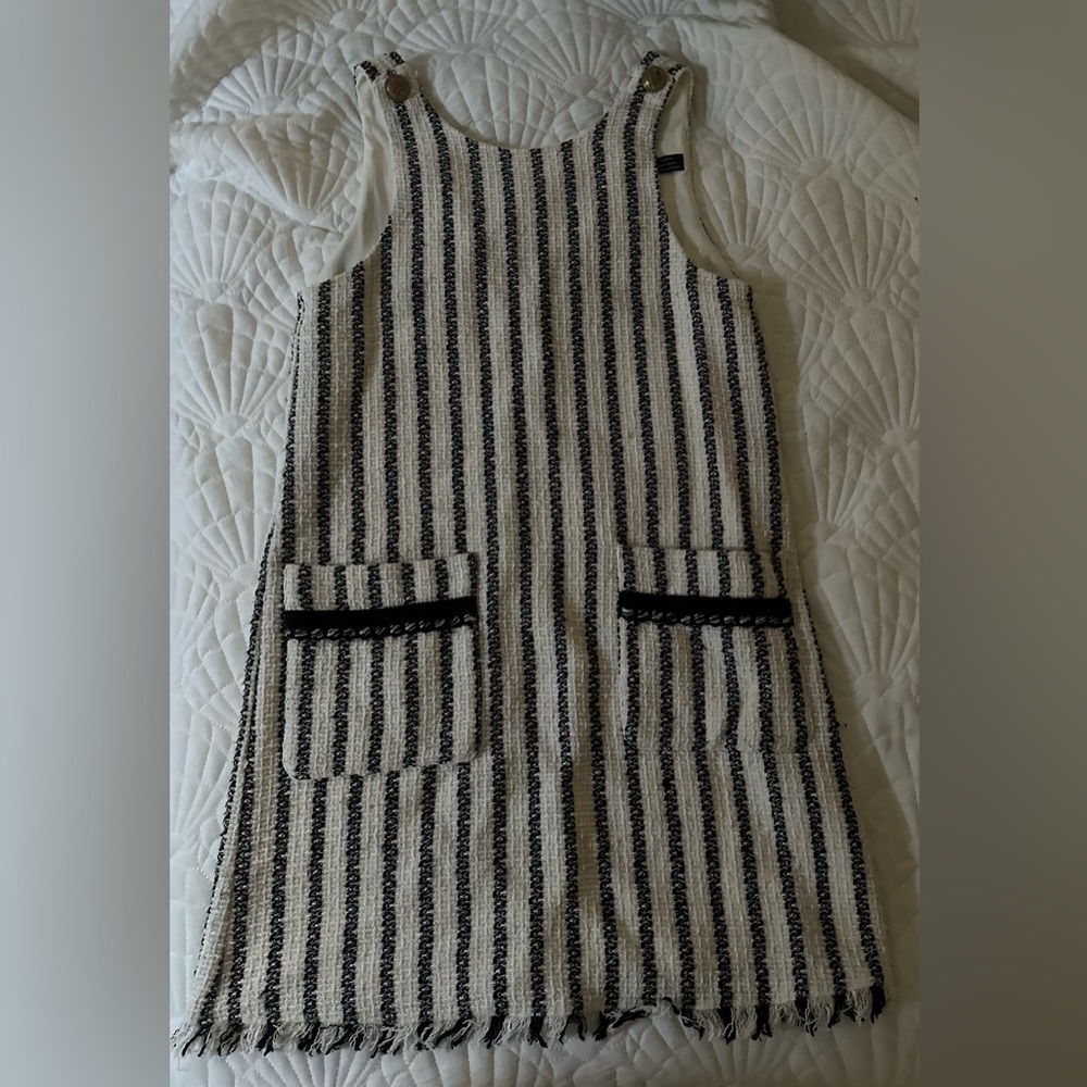 Zara Cotton Striped Tweed Dress